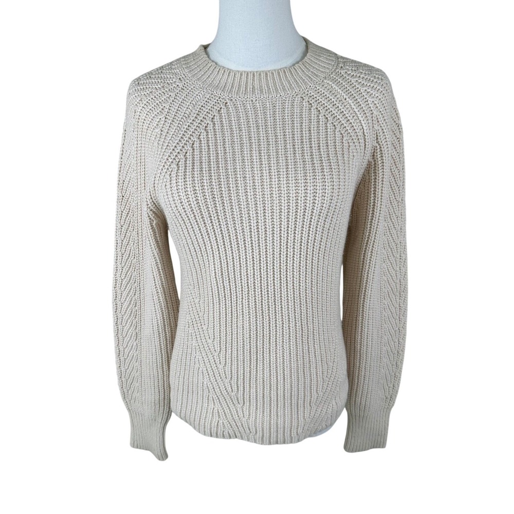 Reiss Aisling Sweater Women S Cream Chunky Knit Cotton Wool Blend Ribbed Jumper